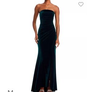 Sherri Hill, Dark Green Velvet Strapless Gown